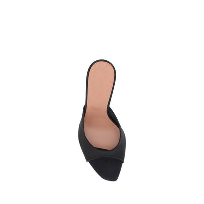 Black Fabric Stiletto Heel Sandals