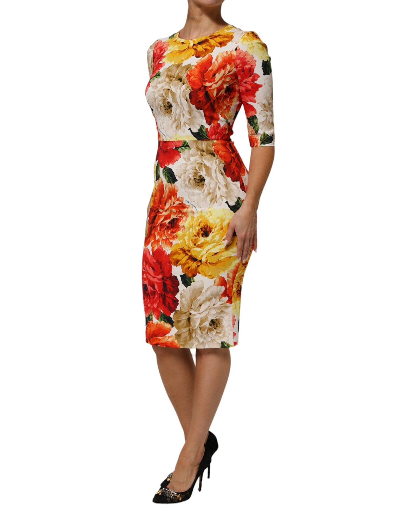 Multicolor Floral Print Viscose Sheath Dress