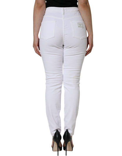 White AUDREY Cotton Logo Skinny Denim Jeans