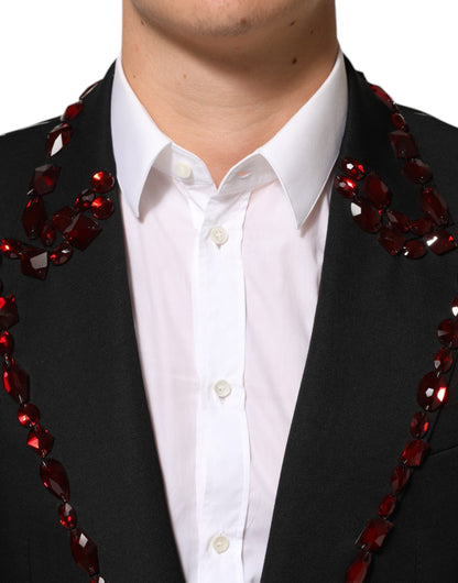 Black SICILIA Crystal Embellished Men Blazer