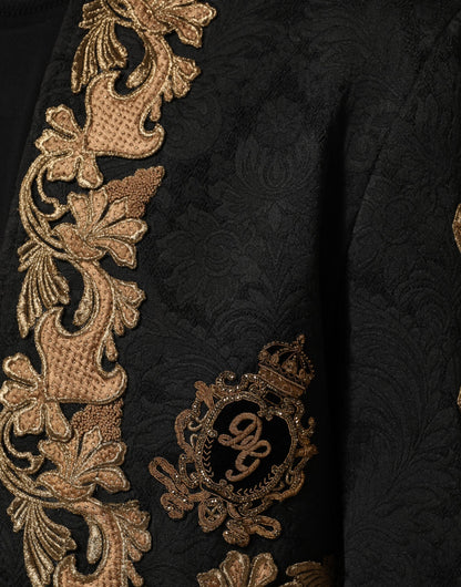 Black Brocade Embroidery Men Coat Jacket