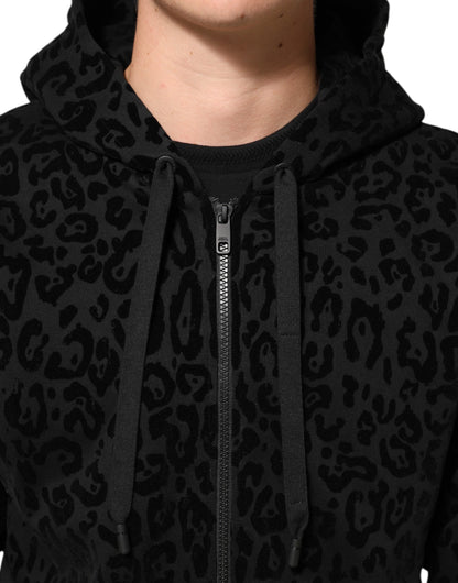 Black Cotton Hooded Full Zip Bomber Jacket