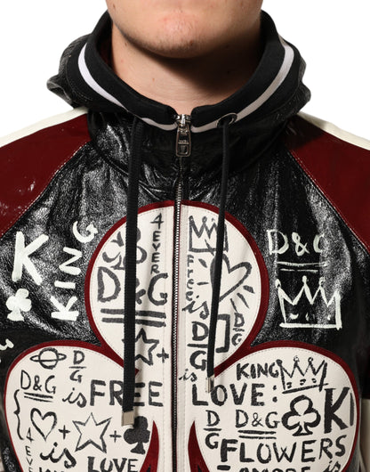 Multicolor Hooded Leather DG King Men Biker Jacket