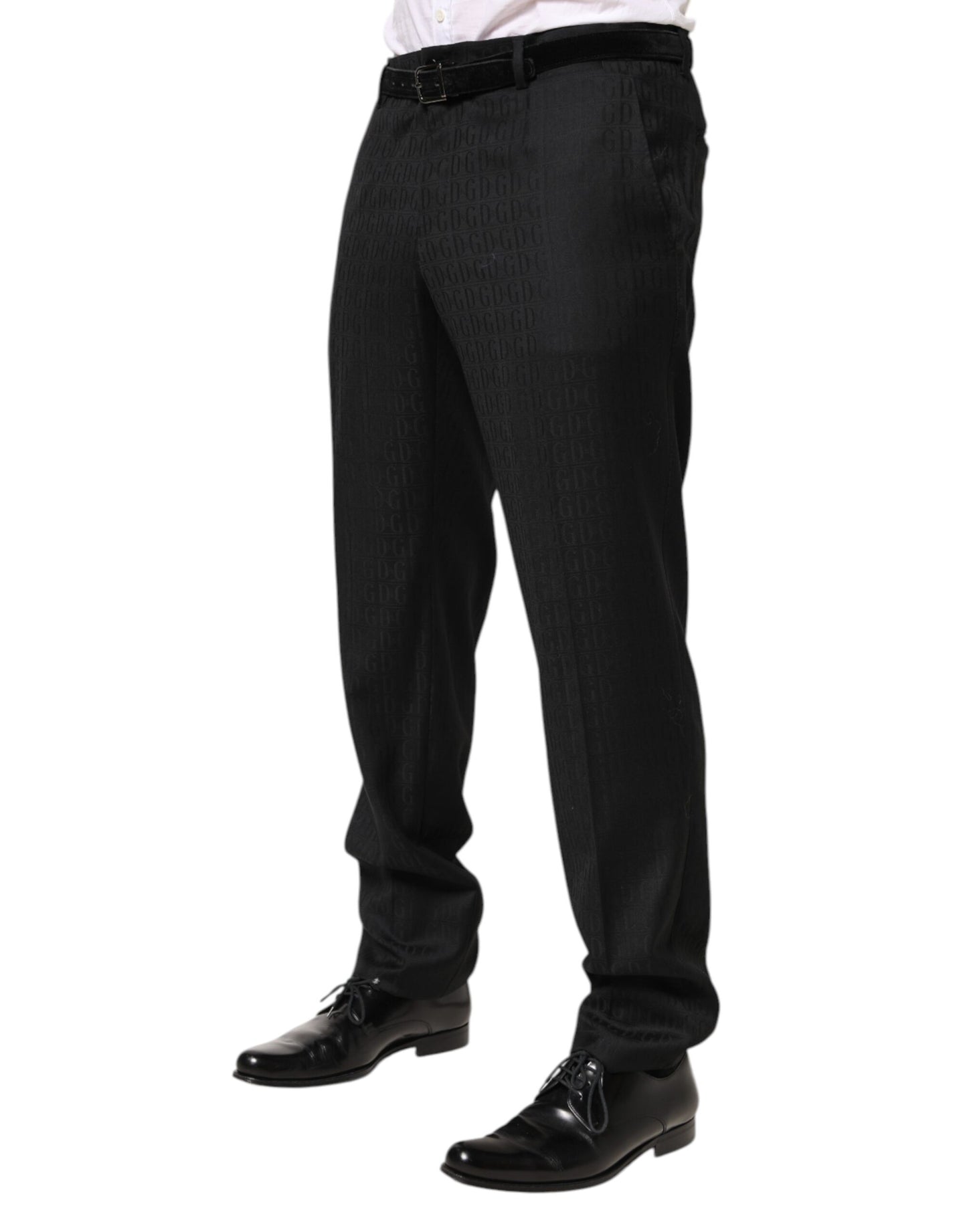 Black Wool Mid Waist Dress Men Trouser Pants