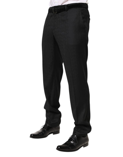 Black Wool Mid Waist Dress Men Trouser Pants