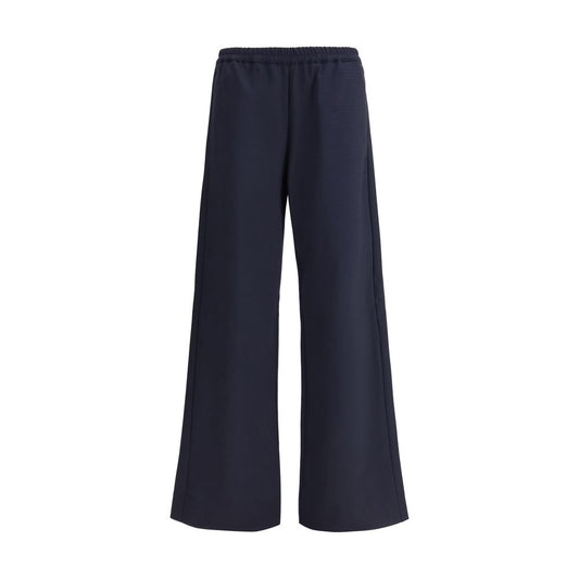 Blue Cotton Casual Pants