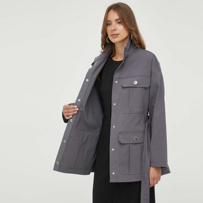 Gray Cotton Jackets & Coat
