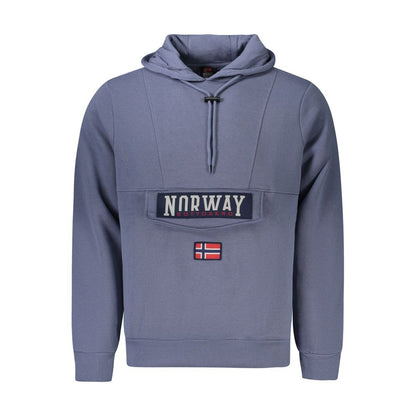 Blue Cotton Men's Hooded Sweater
