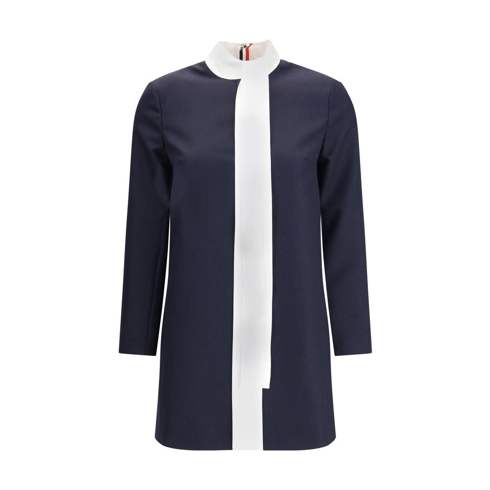 Blue Fleece Wool Casual Dress