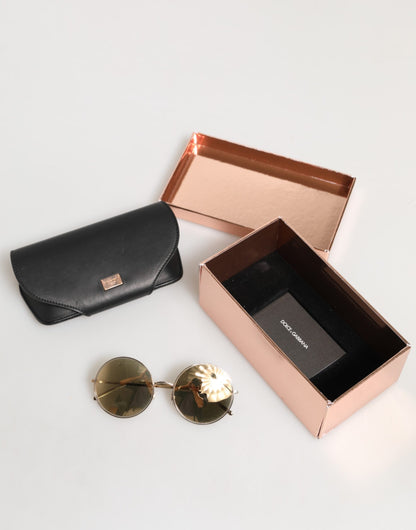 Gold Metal Round Shades Eyewear Sunglasses