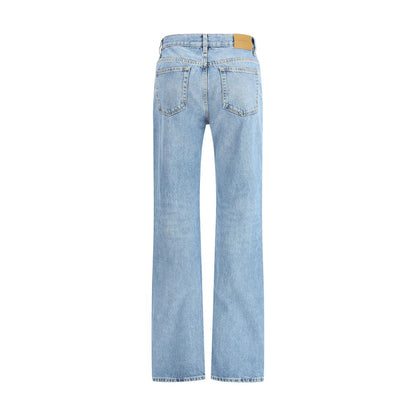 Light Blue Cotton Straight-Leg Jeans