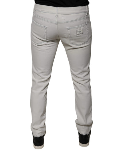 White Cotton Stretch Skinny Men Denim Jeans