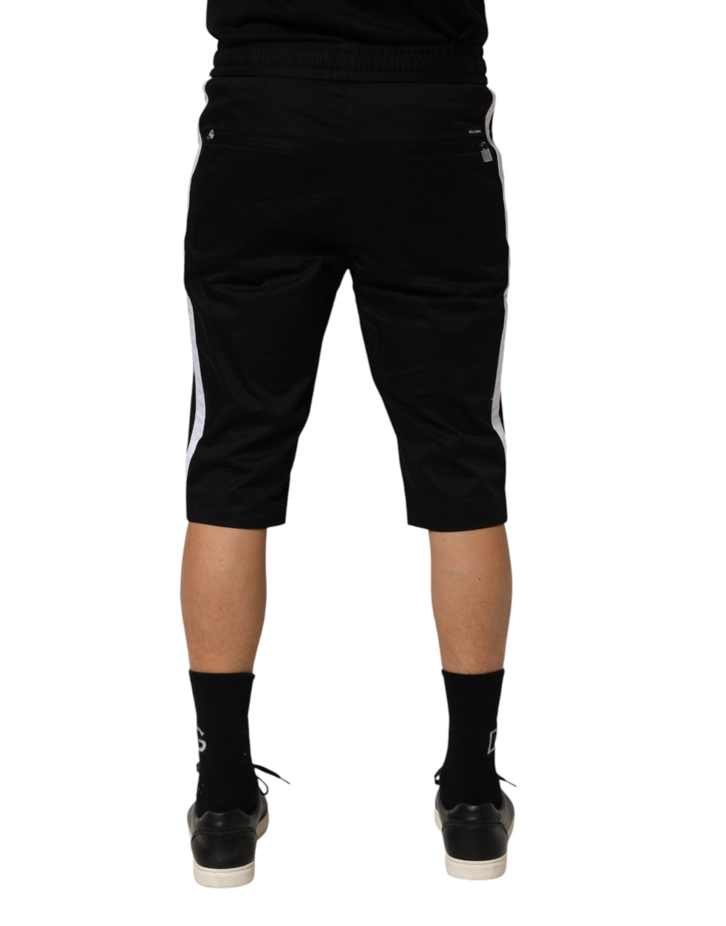 Black Cotton Stretch Men Bermuda Shorts