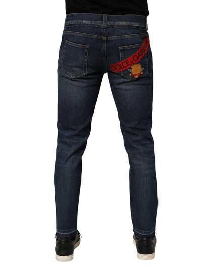Blue Cotton Stretch Skinny Men Denim Jeans