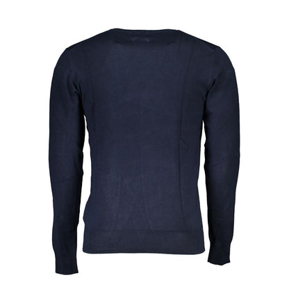 Blue Viscose Men Sweater