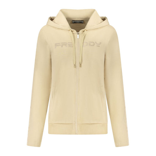 Beige Cotton Women Sweatshirt