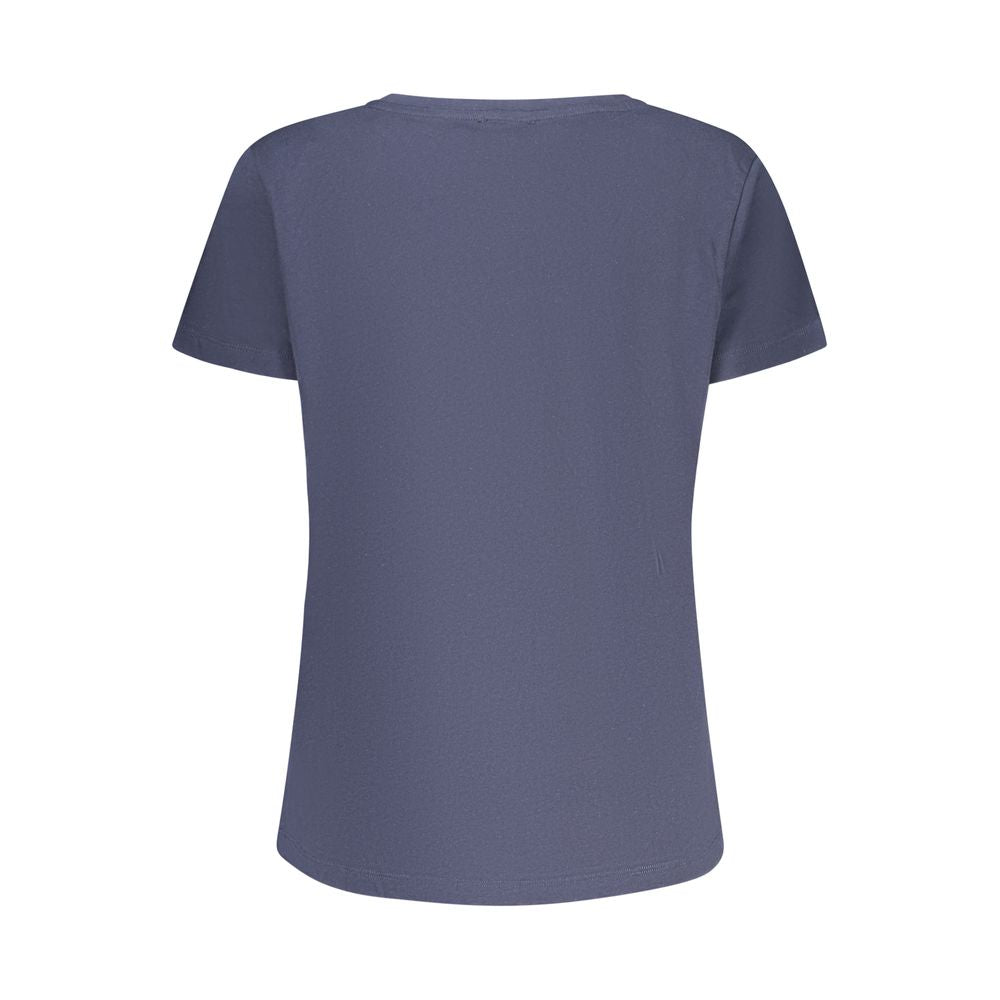 "Blu Cotton Women T-Shirt with Rhinestone Detailing"