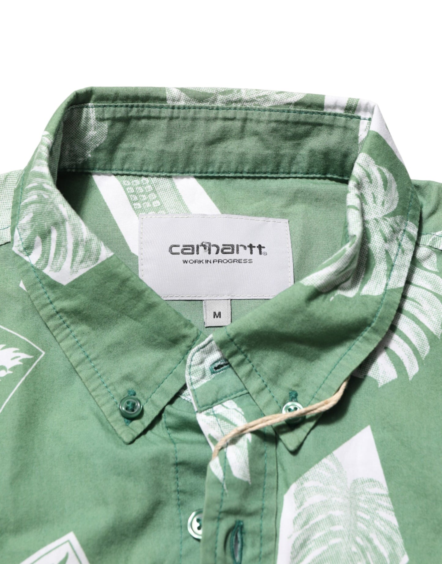 Green Printed Cotton Collared Short Sleeves Polo Shirt
