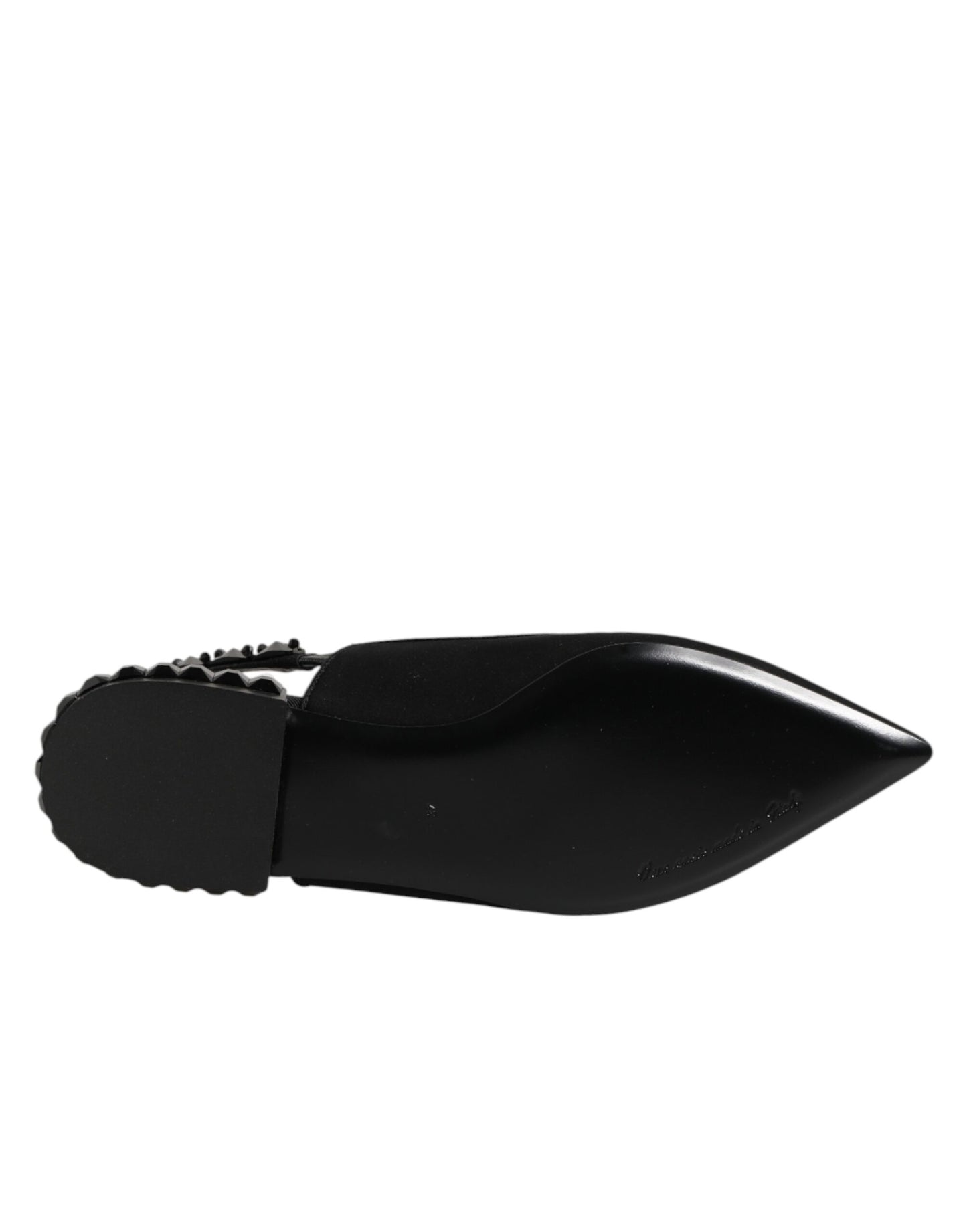 Black Crystal Charmeuse Slingback Shoes