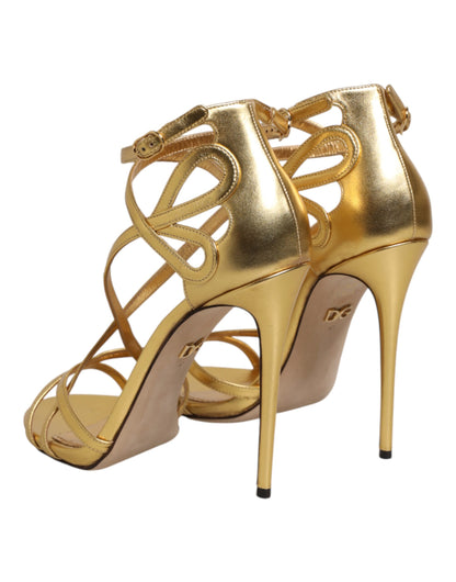 Gold Leather Keira Heels Sandals Shoes