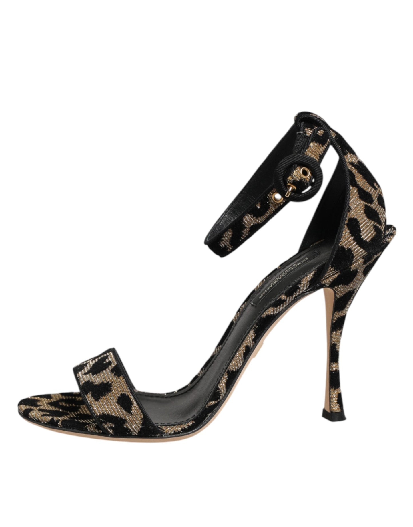 Gold Leopard Ankle Strap Heels Sandals Shoes