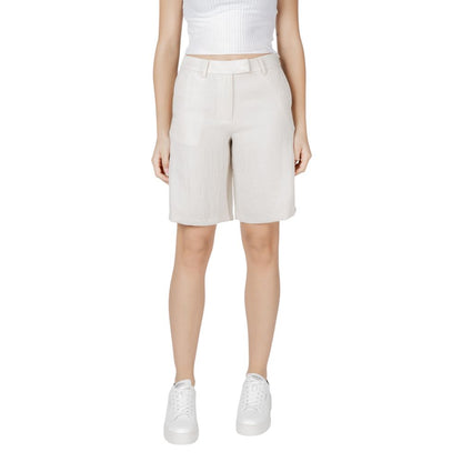 Beige Viscose Bermuda Shorts