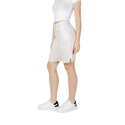 Beige Viscose Bermuda Shorts