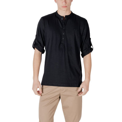 Black Cotton Shortsleeve Shirt