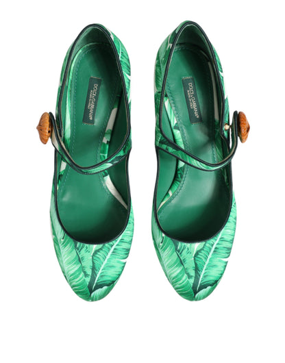 Green Silk MARY JANES Leaf Sandals Shoes