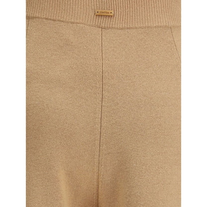 Beige Wool Casual Pants