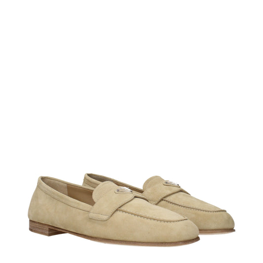 Beige Leather Slip-On Loafers