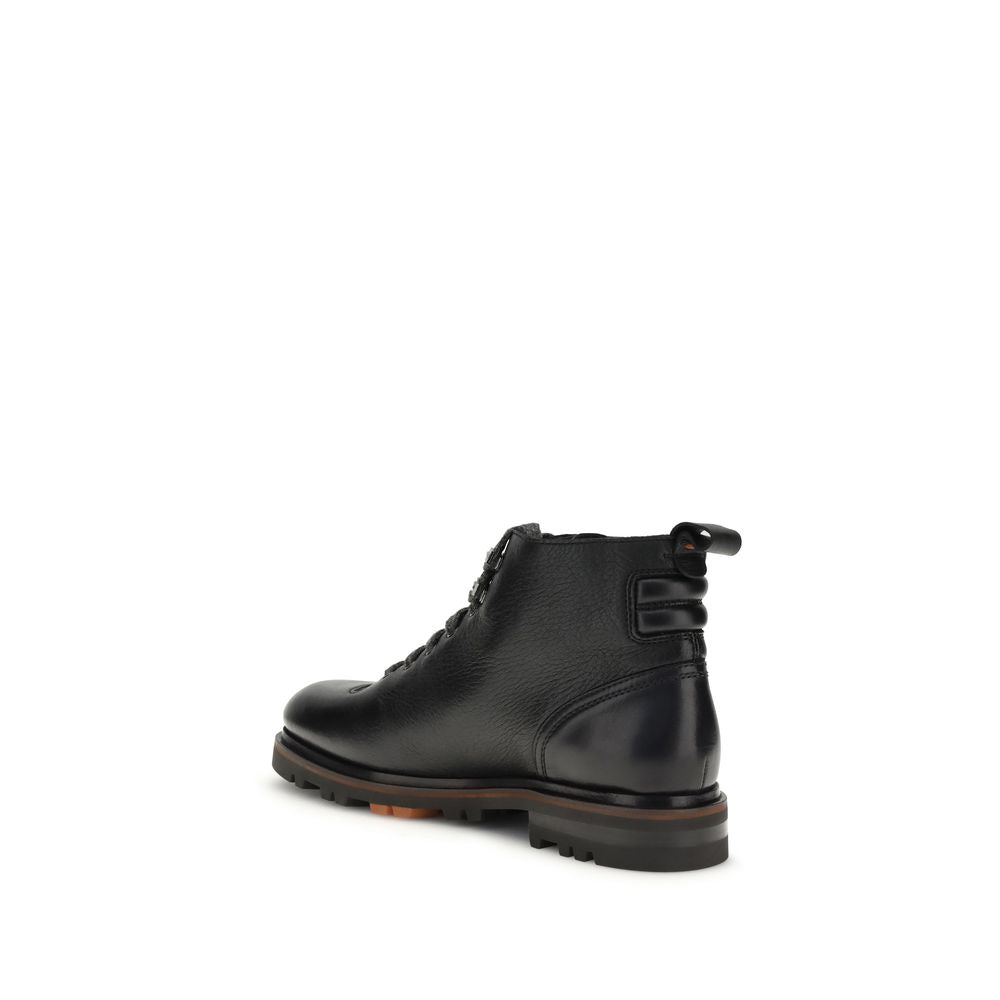 Black Calf Leather Bos Taurus Lace-Up Boots