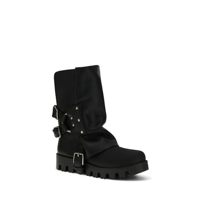 Black Calf Leather Bos Taurus Ankle Boots