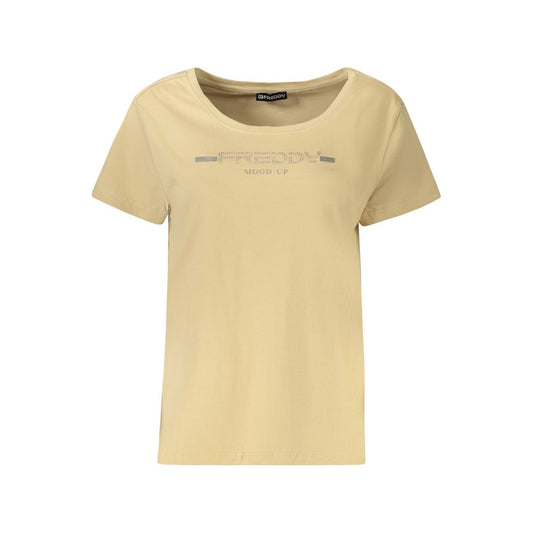Beige Cotton Women T-Shirt