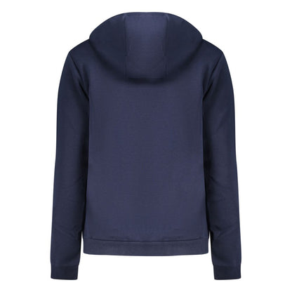 Blue Cotton Women Sweatshirt with Hood and Zip