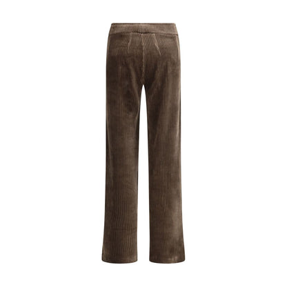Brown Cotton Casual Pants