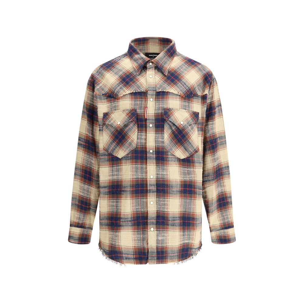Brown Cotton Pattern Shirt