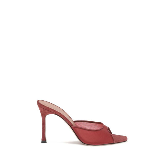 Red Polyester Stiletto Heel Sandals