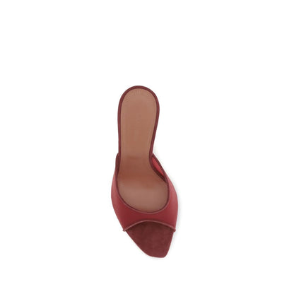 Red Polyester Stiletto Heel Sandals