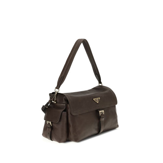 Brown Recycled Polyamide Shoulder Bag