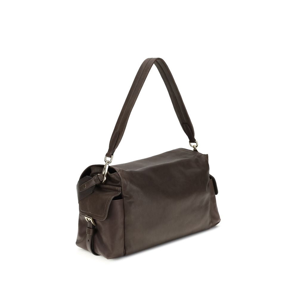 Brown Recycled Polyamide Shoulder Bag