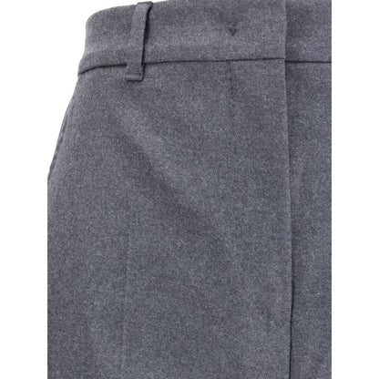 Gray Fleece Wool Casual Pants
