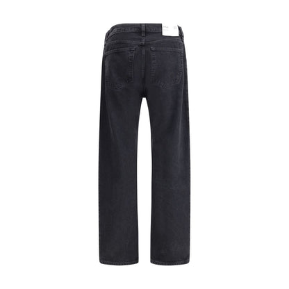 Black Cotton Straight-Leg Jeans
