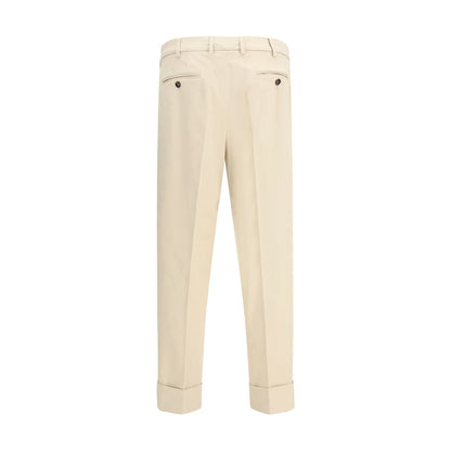 Beige Cotton Casual Pants