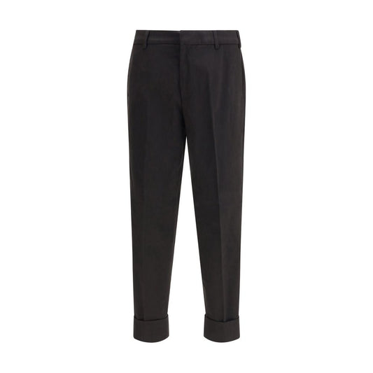 Black Cotton Casual Pants