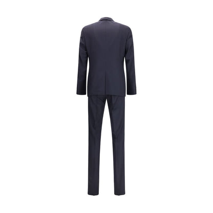 Blue Fleece Wool Two-Piece Suit