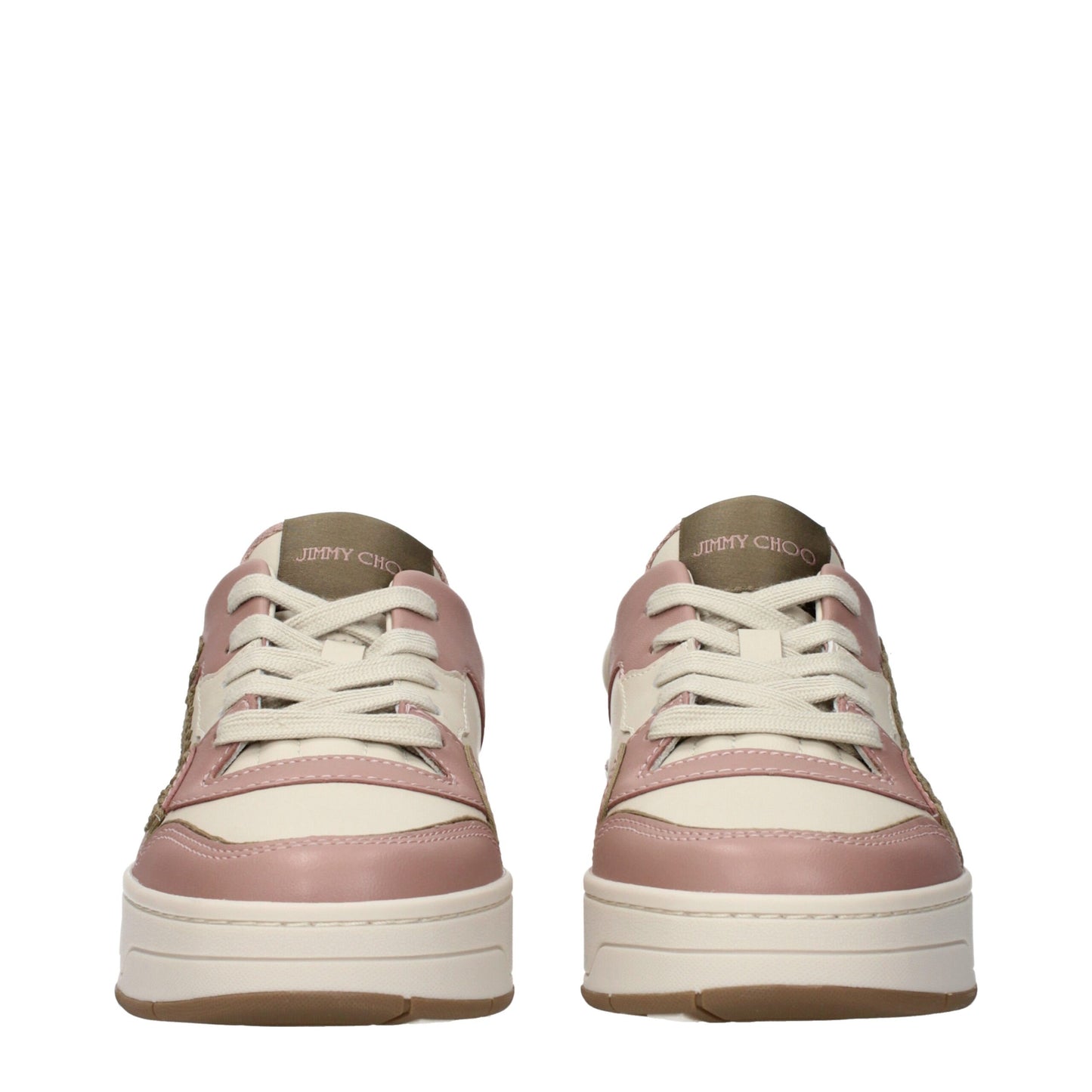 Pink Leather Low Top Sneakers