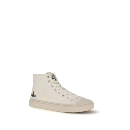 White Cotton High Top Sneakers