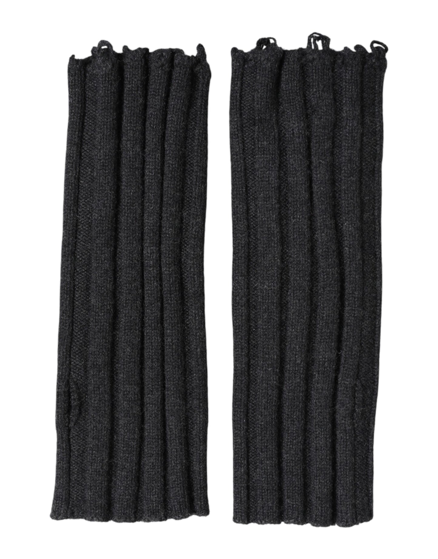 Black Virgin Wool Knitted Fingerless Gloves