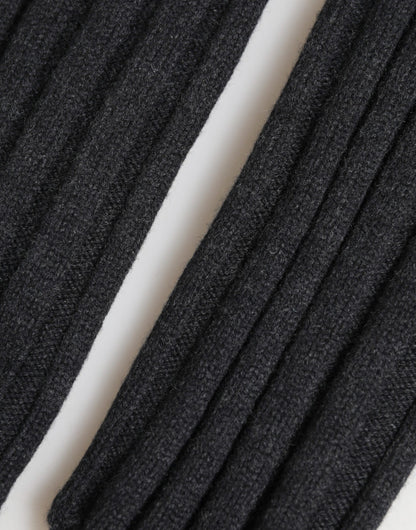 Black Virgin Wool Knitted Fingerless Gloves